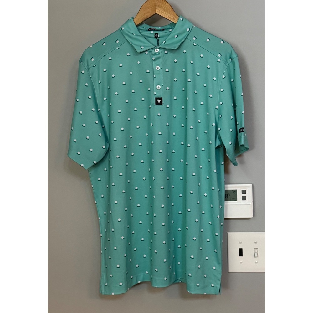 Bad Birdie Pique Polo Men XXL Dusty Jade Aim Point Golf Ball Print BBMP007-675A